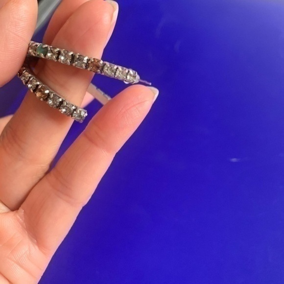 Express Multicolor Rhinestone Hoop Earrings - Picture 3 of 7